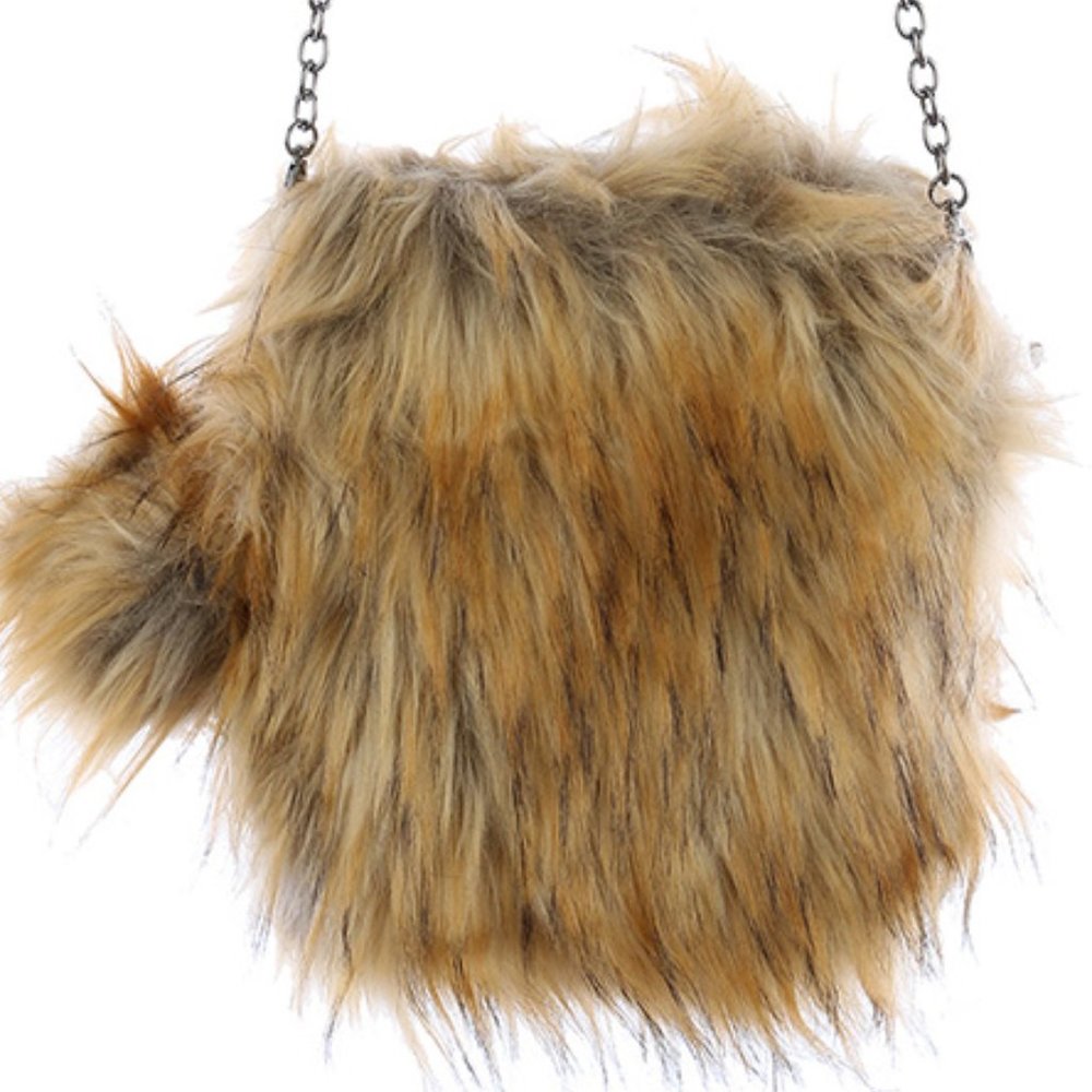 $10 ✿ FAUX FUR SQUARE CROSS-BODY BAG